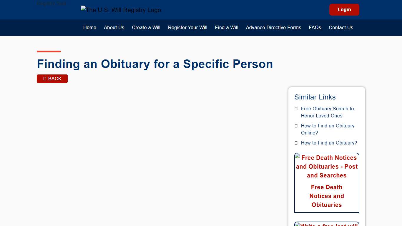 Finding an Obituary for a Specific Person